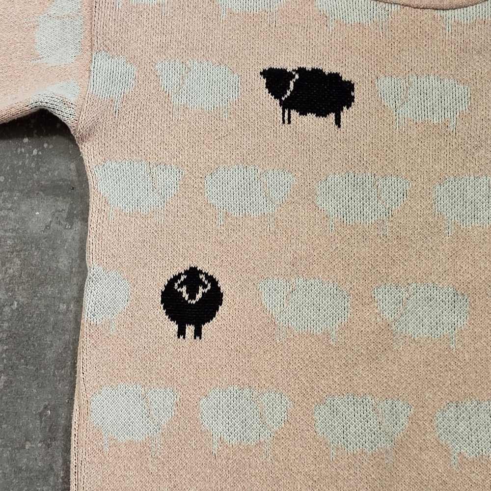 Parkhurst Pink Black Sheep Pattern Crewneck Sweater - Picture 2 of 7